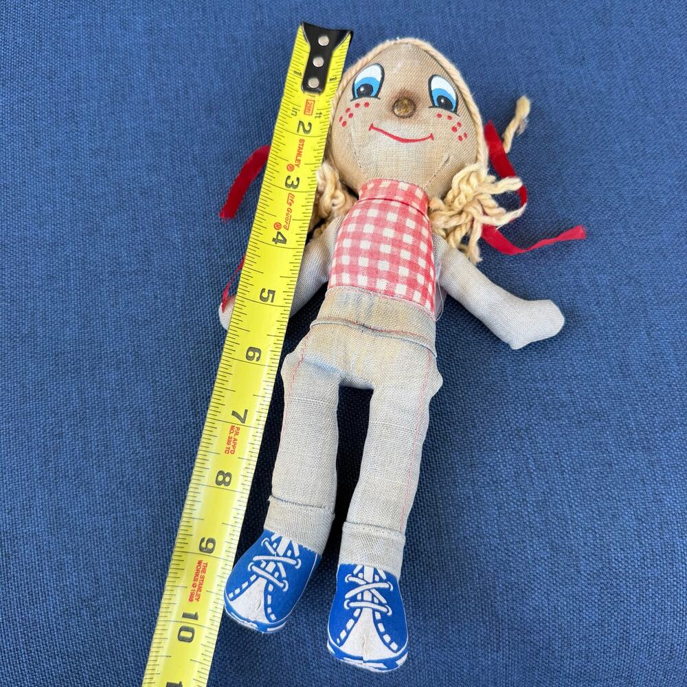 Knickerbocker Levi’s Denim Rag Doll Vtg 1970’s Advertising Yellow Yarn Hair FLAW
